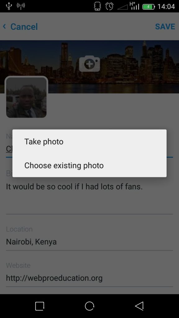 how to change twitter profile picture on android