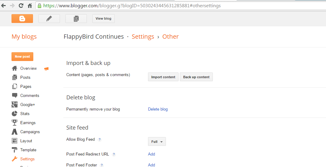 Deleting a Blog On Blogger