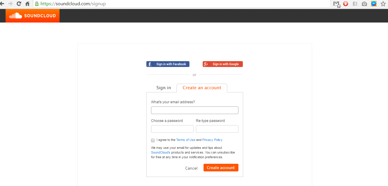 soundcloud account signup