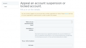 suspended Twitter account