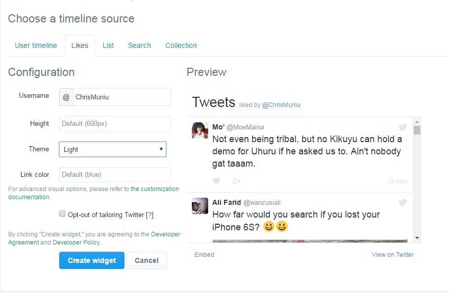 twitter widgets