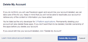 how to delete facebook account