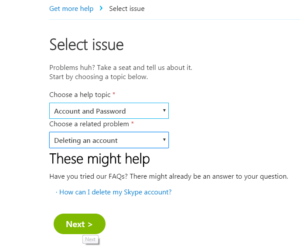 how to delete skype account