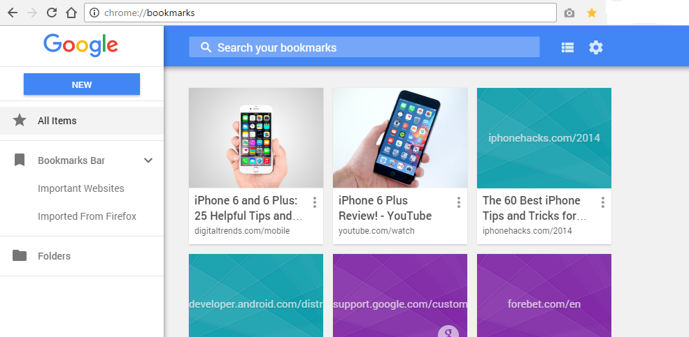 The New Look Of Google Chrome Bookmarks