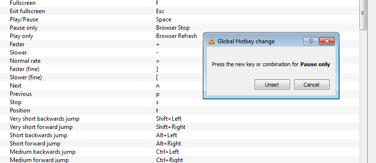 customize vlc keyboard shortcuts global hotkeys