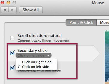 how to make the mouse left handed in Mac os