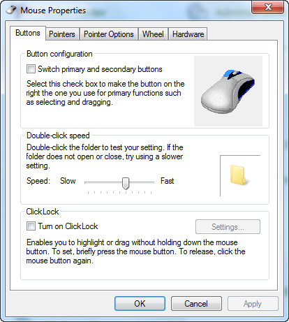 how to make the mouse left handed in Windows 10 ,7 and 8