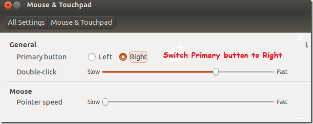 make mouse left handed in ubuntu