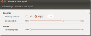 make mouse left handed in ubuntu