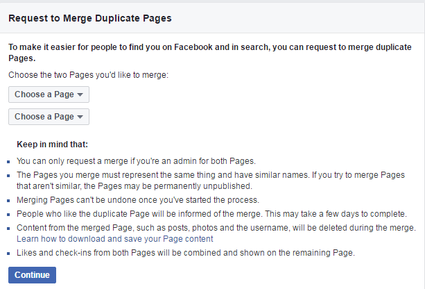 merge facebook pages