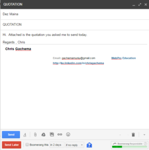 use boomerang to schedule emails