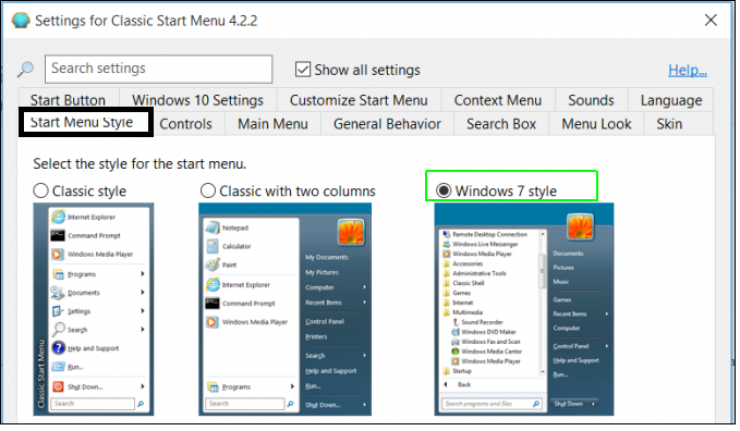 windows 10 start menu