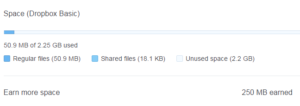 dropbox free space