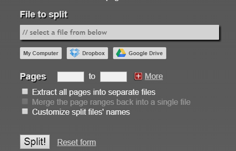 split pdf online tool