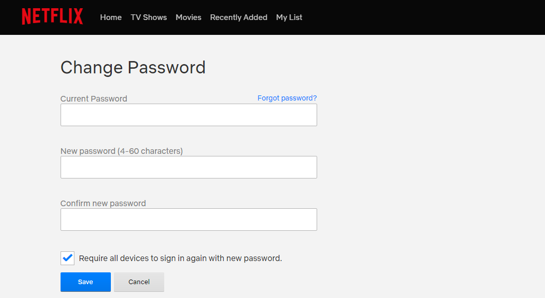 How To Change Netflix Password