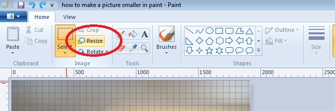 how to make a picture smaller in paint