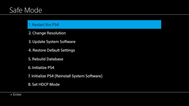 ps4 safe mode options