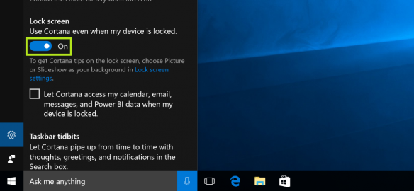 how to use cortana on a locked screen