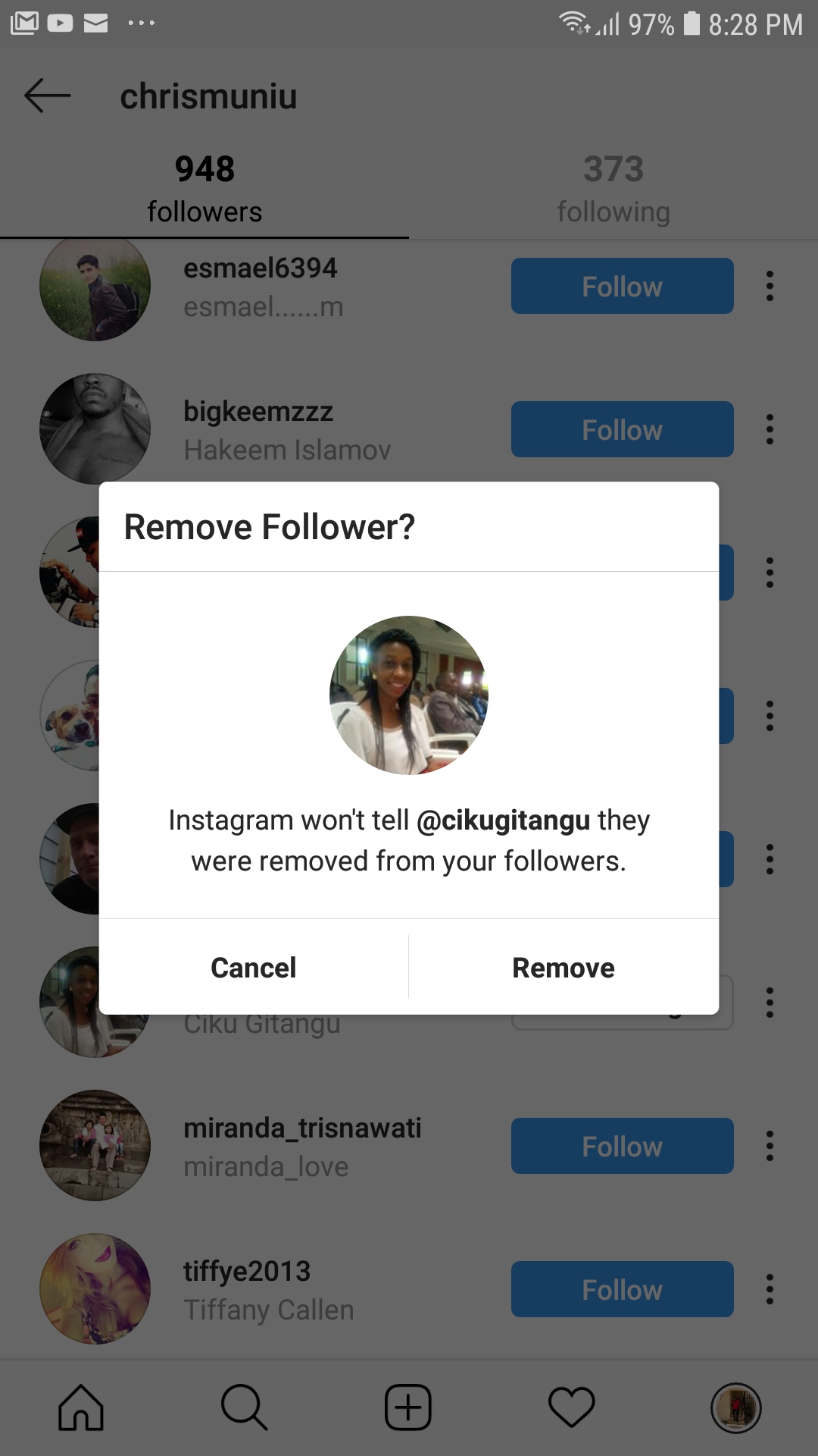 how to remove followers on Instagram