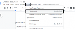 how to check word count on Google docs