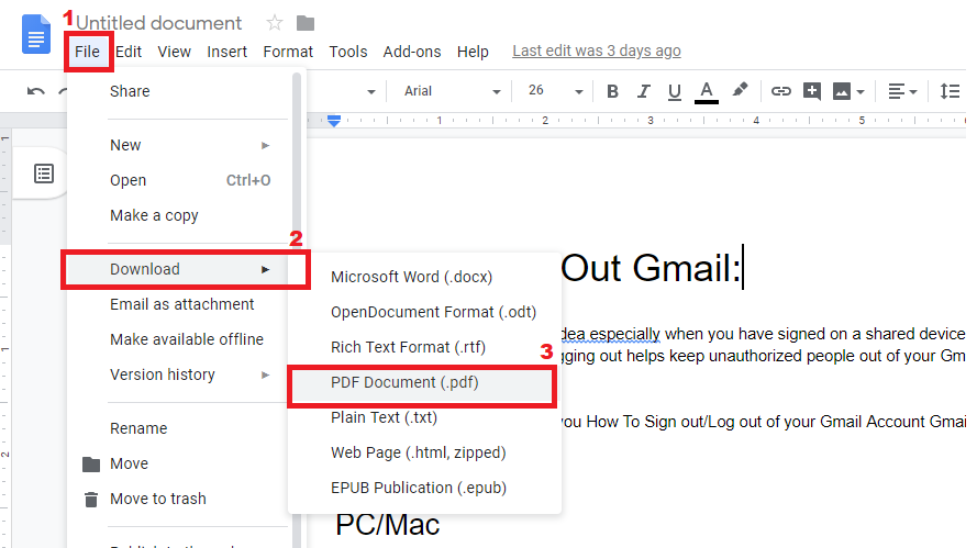 how to convert google docs to pdf