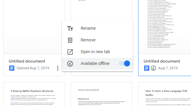 how to use Google docs offline