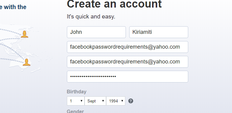 facebook password requirements