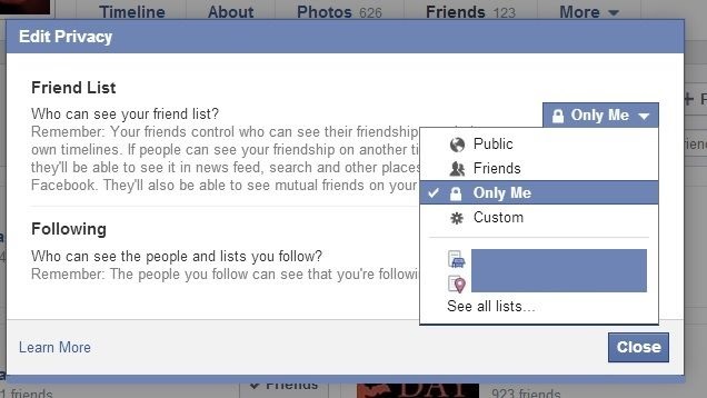 how to hide friends on Facebook