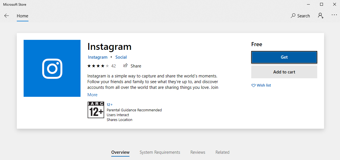 instagram on pc