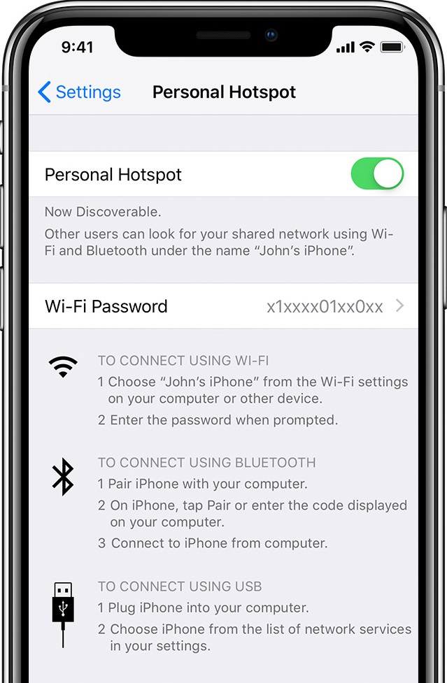 usb tethering with iphone