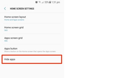 how to hide apps in Samsung