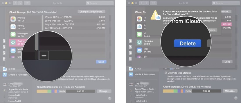 how to delete backups from iCloud