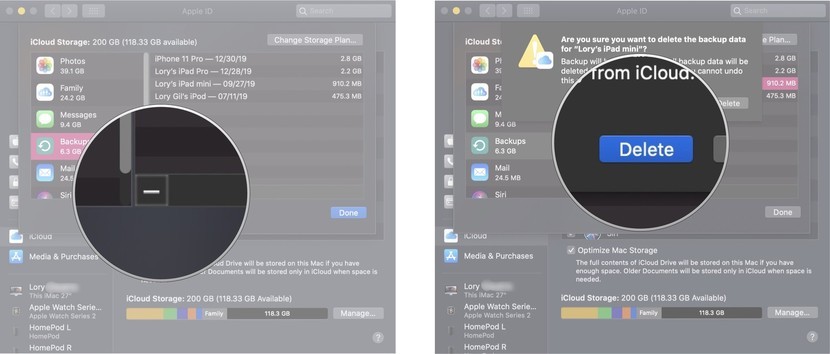 how to delete backups from iCloud
