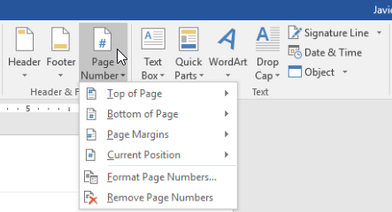 how to add page numbers in Word