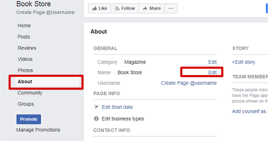 how to change your Facebook page name