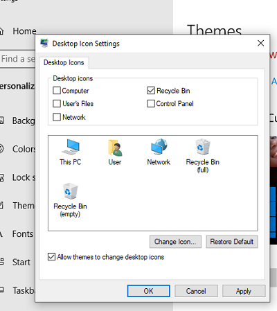 how to hide the recycle bin in Windows 10