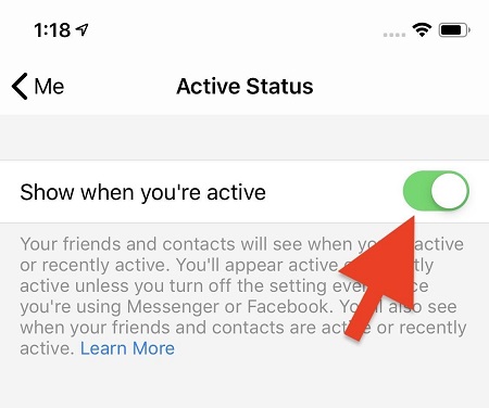 how to hide an active status on facebook