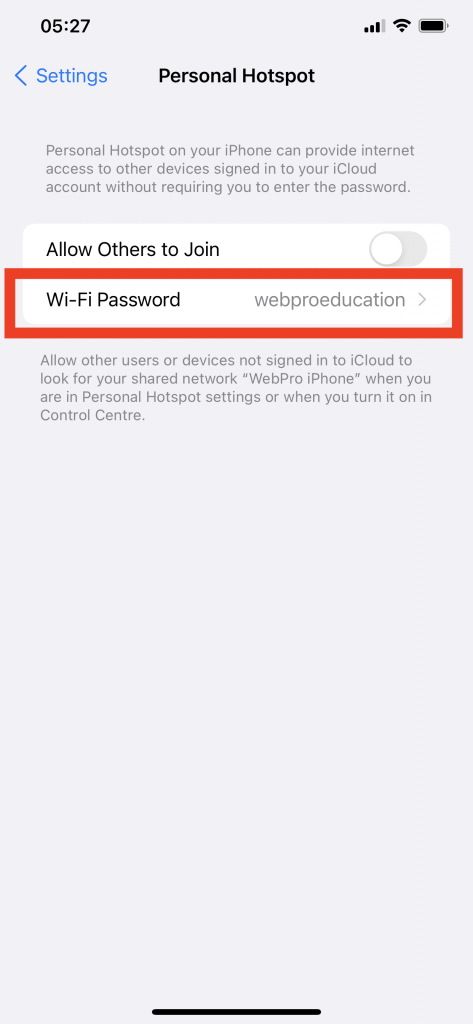 how to change hotspot password on iphone
