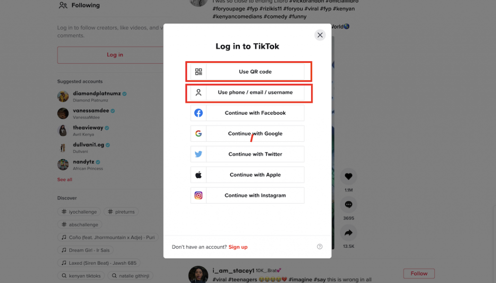 how to login to tiktok web