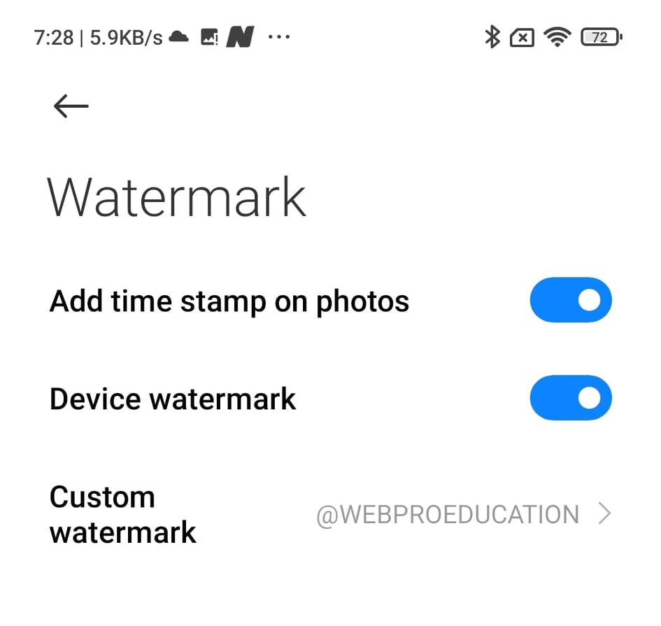 watermark on the redmi note 10 pro