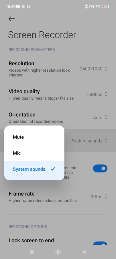 record screen on redmi note 10 pro