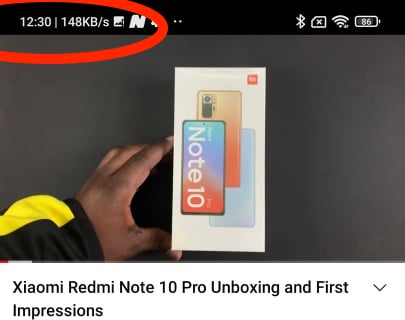 how to show internet speed on redmi note 10 status bar