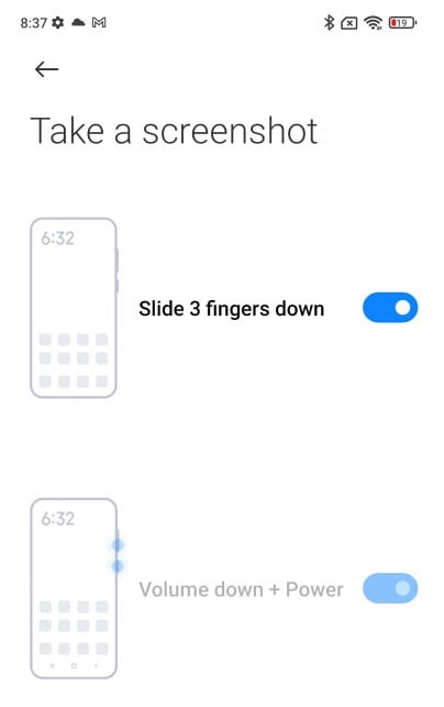 screenshot on redmi note 10 pro with gestures