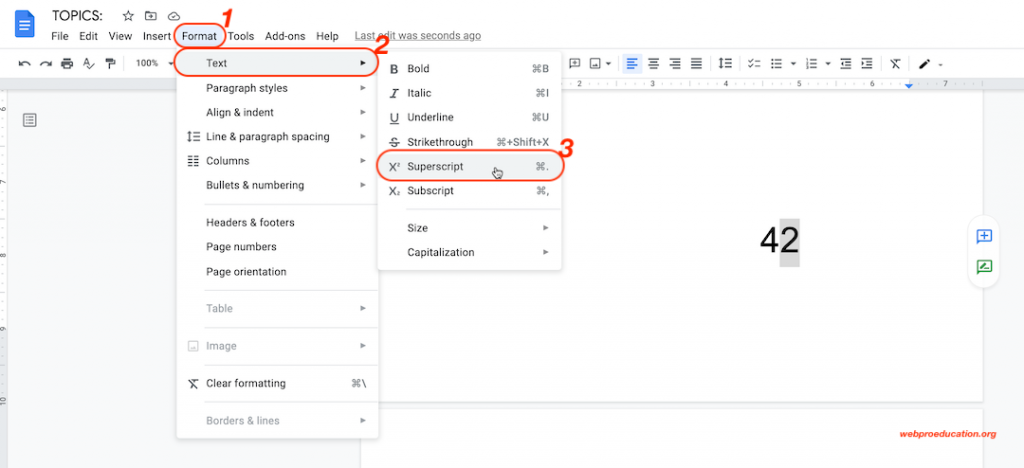 Superscripts In Google Docs