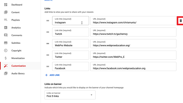 How to Remove Website Link from YouTube Channel