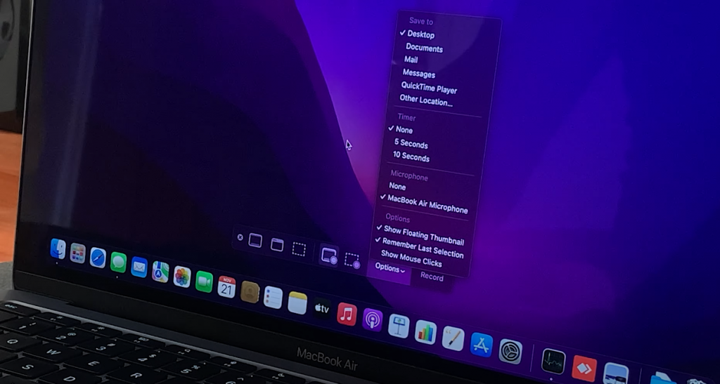 Screen Record on macbook