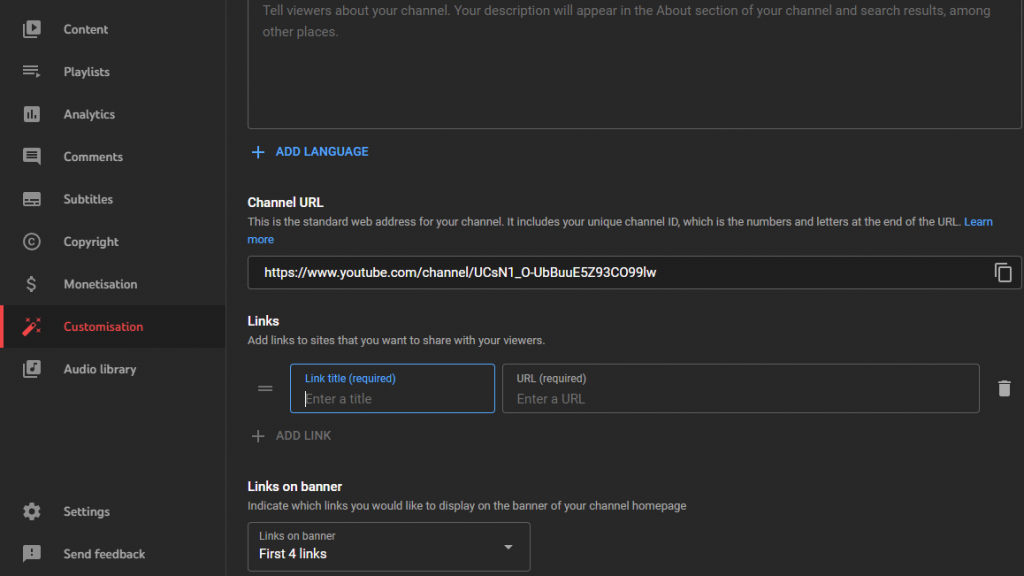 How to Add Website Link to YouTube Channel