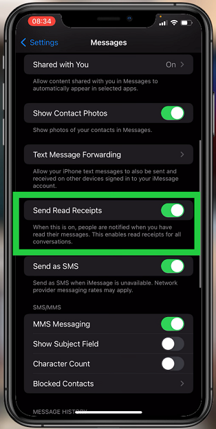 Enable Or Disable Read Receipts on iPhone