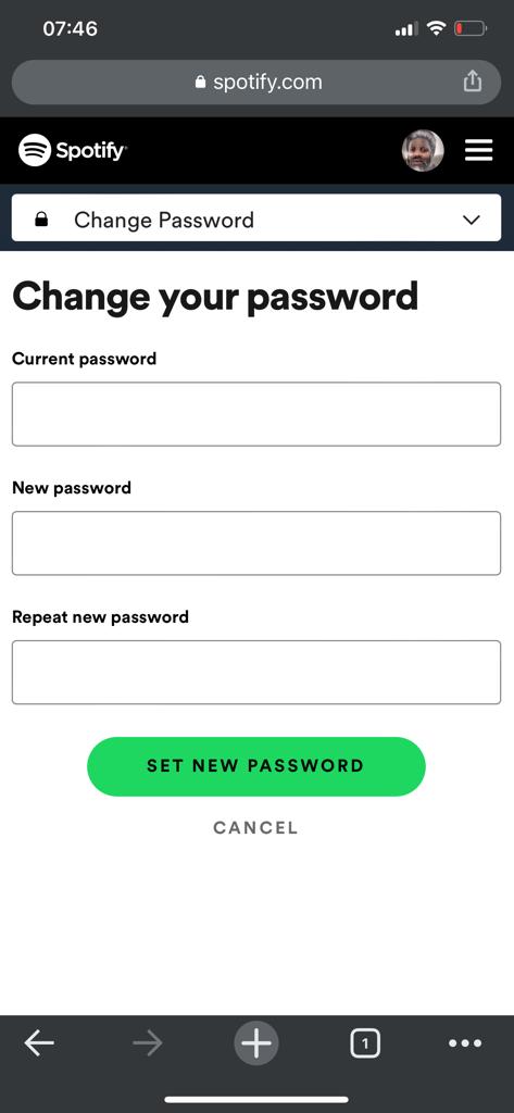 change spotify password