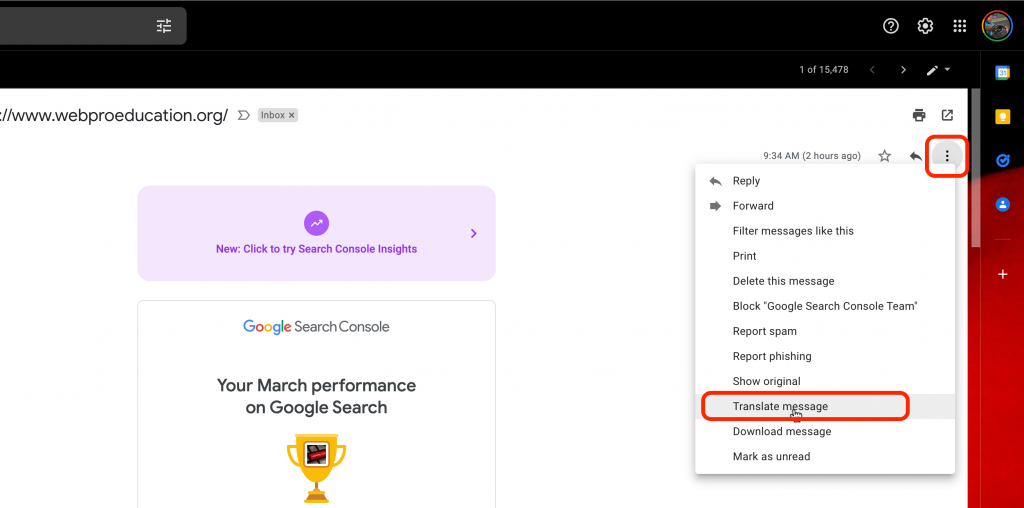 translate emails in gmail
